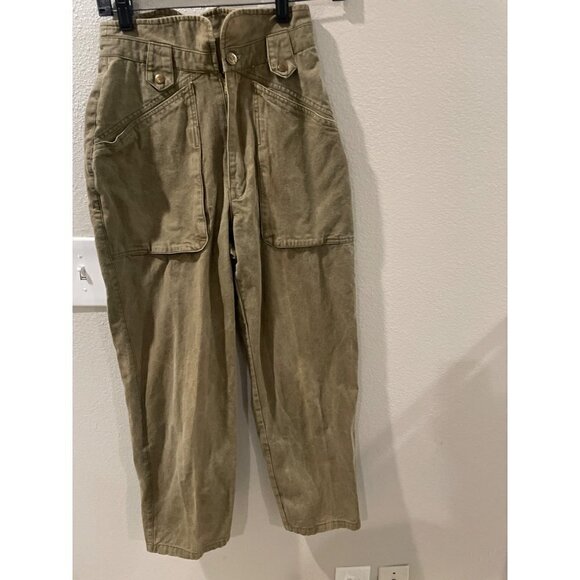 ORGANICALLY GROWN WOMENS PANTS COTTON KHAKI HIGH WAISTED UTILY CARGO PANTS SZ 7 - Picture 1 of 7